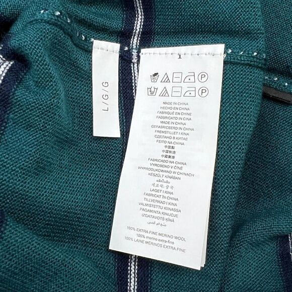 New Michael Kors Men US L Green Sweatshirt Striped Crew Neck Pullover  $128 - Picture 7 of 8